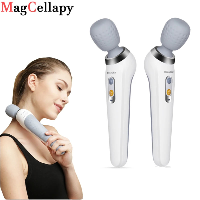Waterproof Rechargeable Massage Wand — 5-Speed Neck &amp; Body Vibrating Kneading Massager