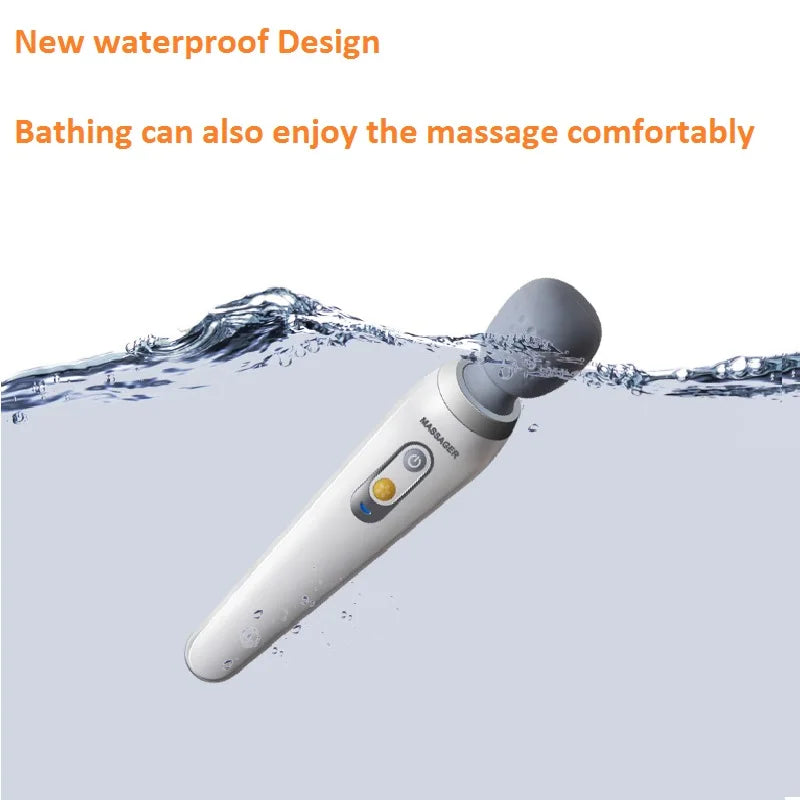 Waterproof Rechargeable Massage Wand — 5-Speed Neck &amp; Body Vibrating Kneading Massager