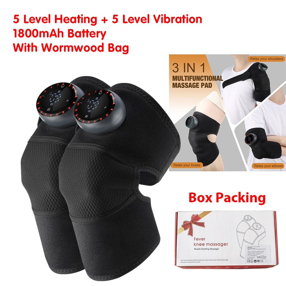 Rechargeable Knee Massager with Heat — 3-Gear Vibration for Knee, Shoulder &amp; Leg Pain Relief