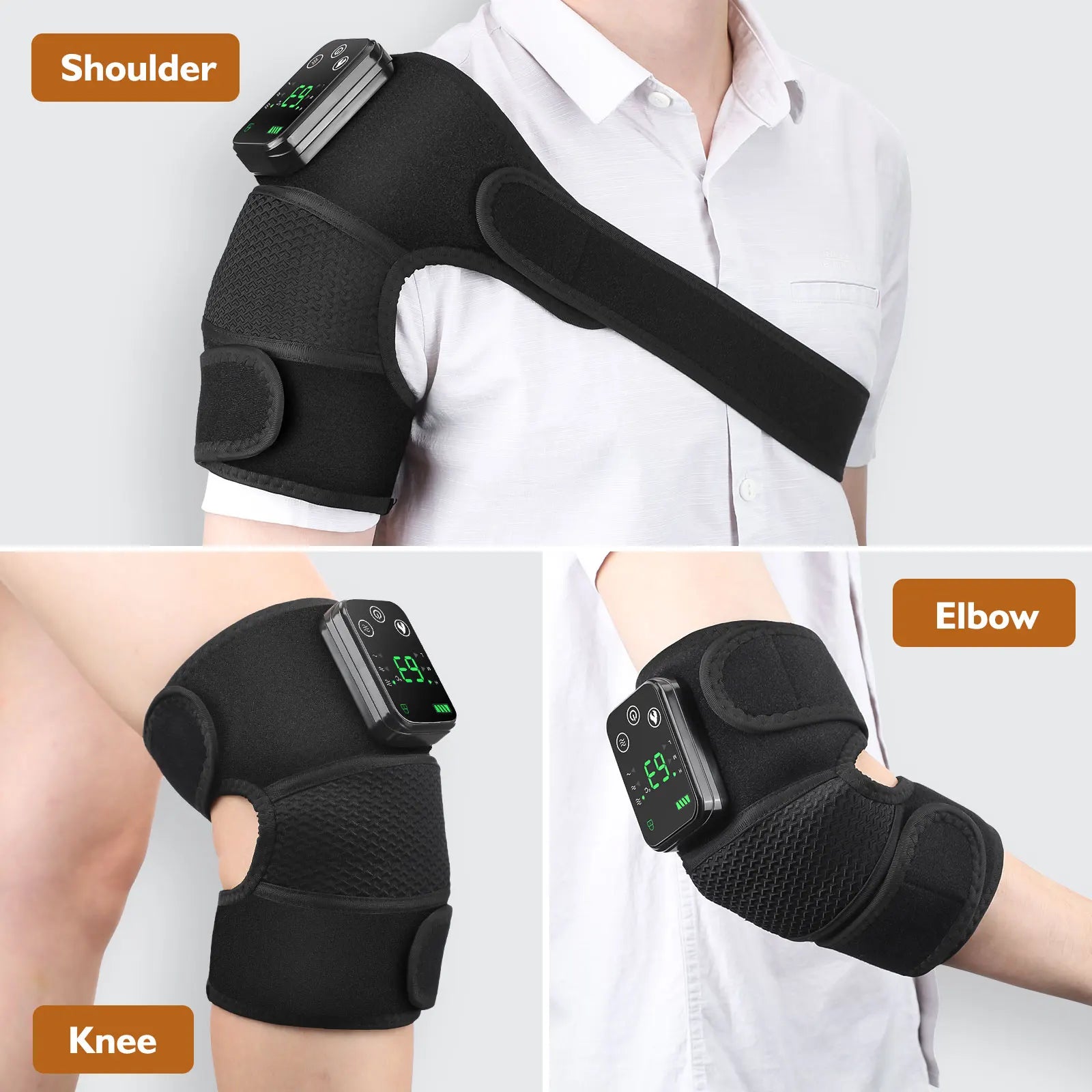 Rechargeable Knee Massager with Heat — 3-Gear Vibration for Knee, Shoulder &amp; Leg Pain Relief