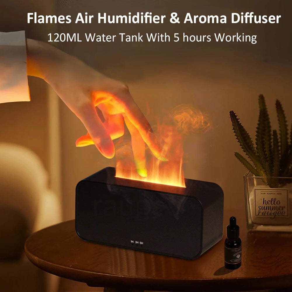 Mini Flame Aroma Diffuser — 7 Color LED Humidifier with Timer for Bedroom &amp; Office
