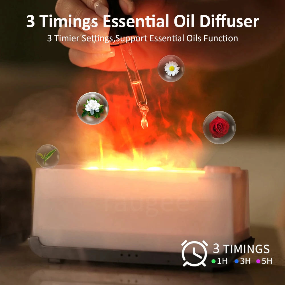 Mini Flame Aroma Diffuser — 7 Color LED Humidifier with Timer for Bedroom &amp; Office