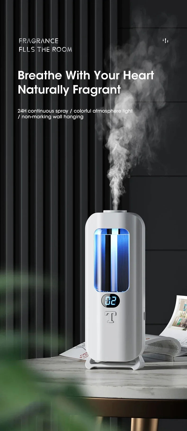 Wiederaufladbarer, tragbarer Aroma-Diffusor – 5 Modi, kabellos für Zuhause, Auto & Büro