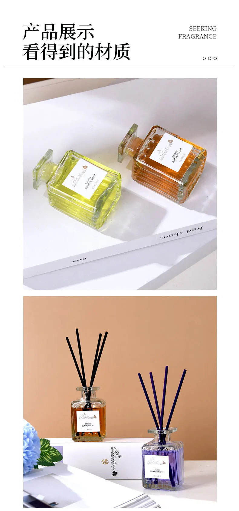 Raumduft-Diffusor-Set mit ätherischen Ölen – Lavendel, Pfirsich & Osmanthus Raumduft (50 ml)