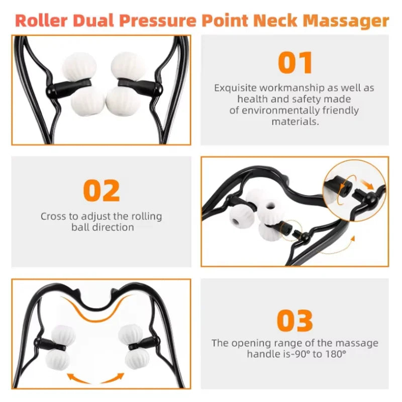 Multi-Functional Handheld Cervical Roller Massager — Neck, Shoulder &amp; Waist Kneading Tool