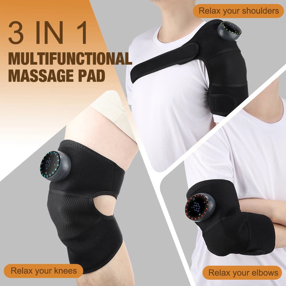 Wiederaufladbares Kniemassagegerät mit Heizfunktion – 3-stufige Vibration zur Linderung von Knie-, Schulter- und Beinschmerzen
