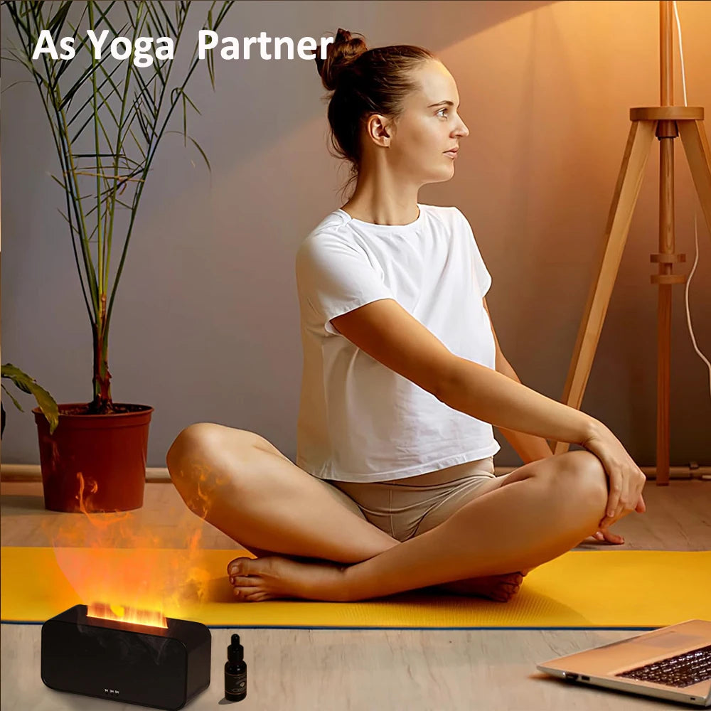 Mini Flame Aroma Diffuser — 7 Color LED Humidifier with Timer for Bedroom &amp; Office