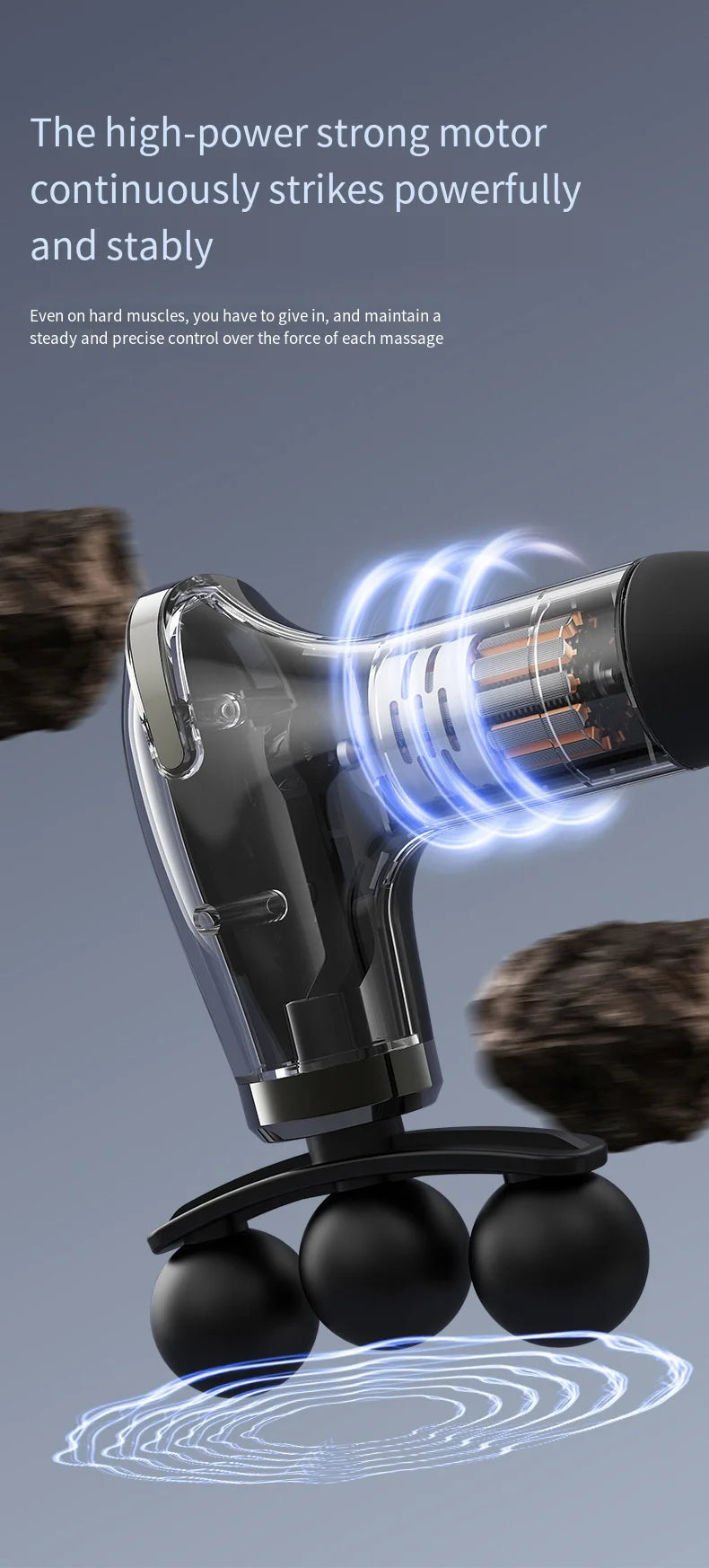 Smart Electric Faszienpistole – Rückenmassagegerät mit langem Griff, wiederaufladbares Perkussionsgerät
