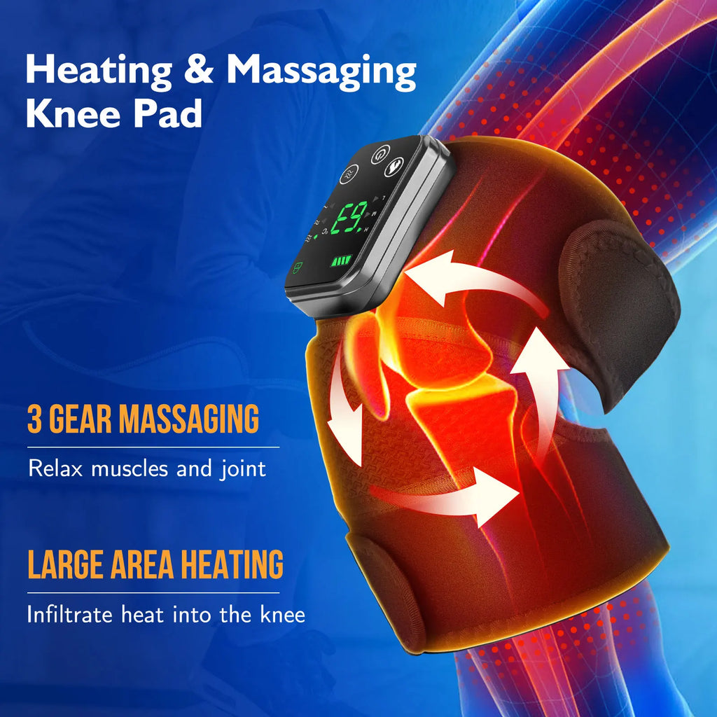 Wiederaufladbares Kniemassagegerät mit Heizfunktion – 3-stufige Vibration zur Linderung von Knie-, Schulter- und Beinschmerzen