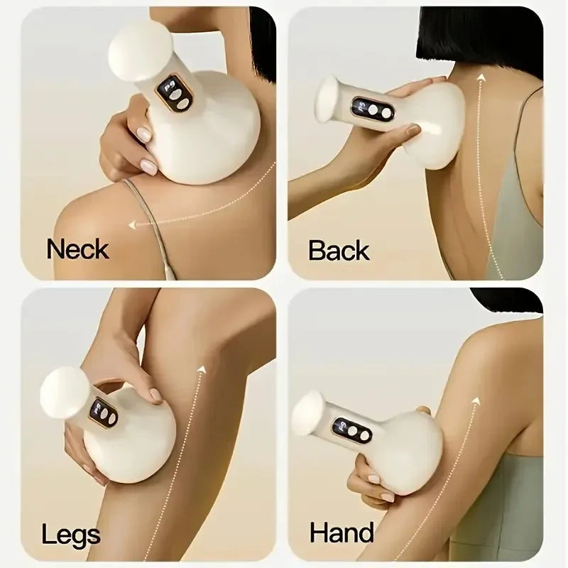 USB-wiederaufladbares Guasha- & Heißkompressen-Handmassagegerät – Linderung für Bauch, Arme & Beine