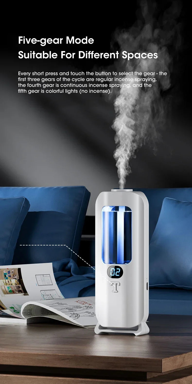 Wiederaufladbarer, tragbarer Aroma-Diffusor – 5 Modi, kabellos für Zuhause, Auto & Büro