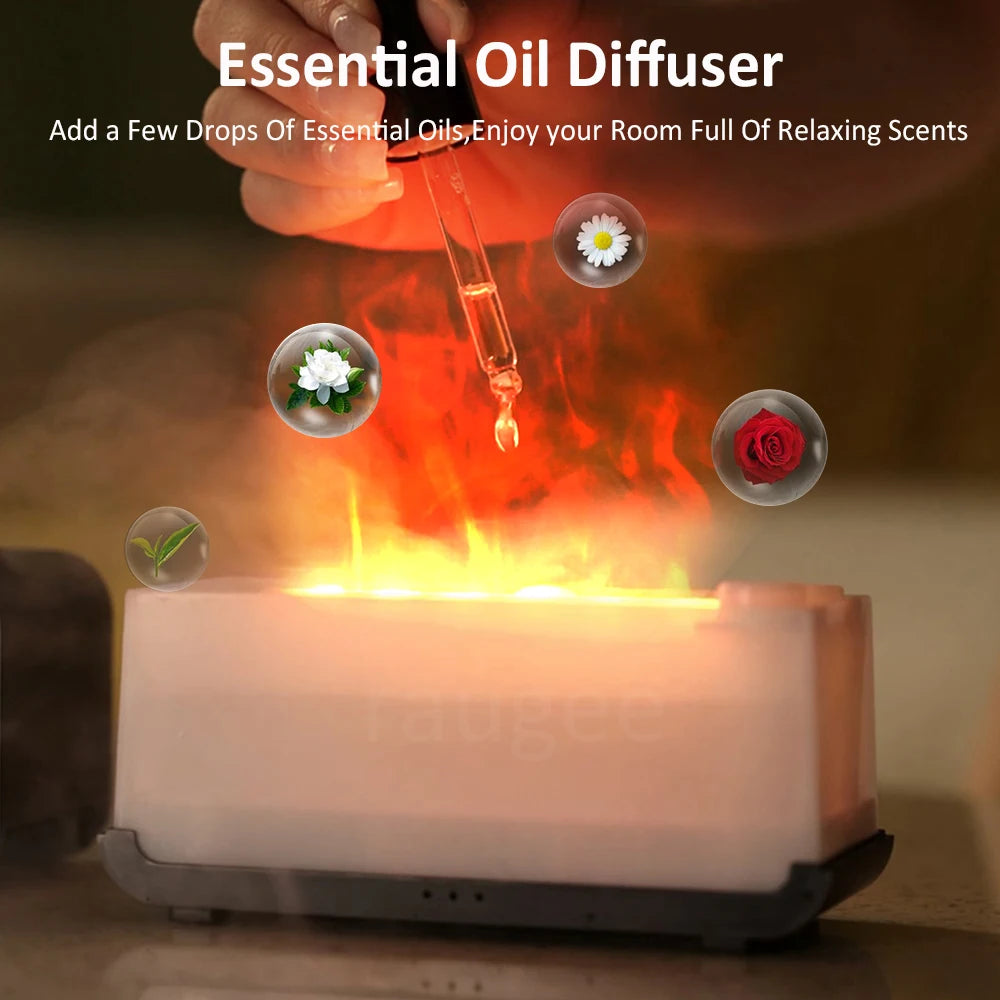 Mini Flame Aroma Diffuser — 7 Color LED Humidifier with Timer for Bedroom &amp; Office